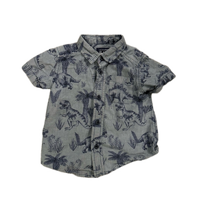 4/20$ Dinosaur Print Baby Toddler Button Down Shirt Size 18-24 months